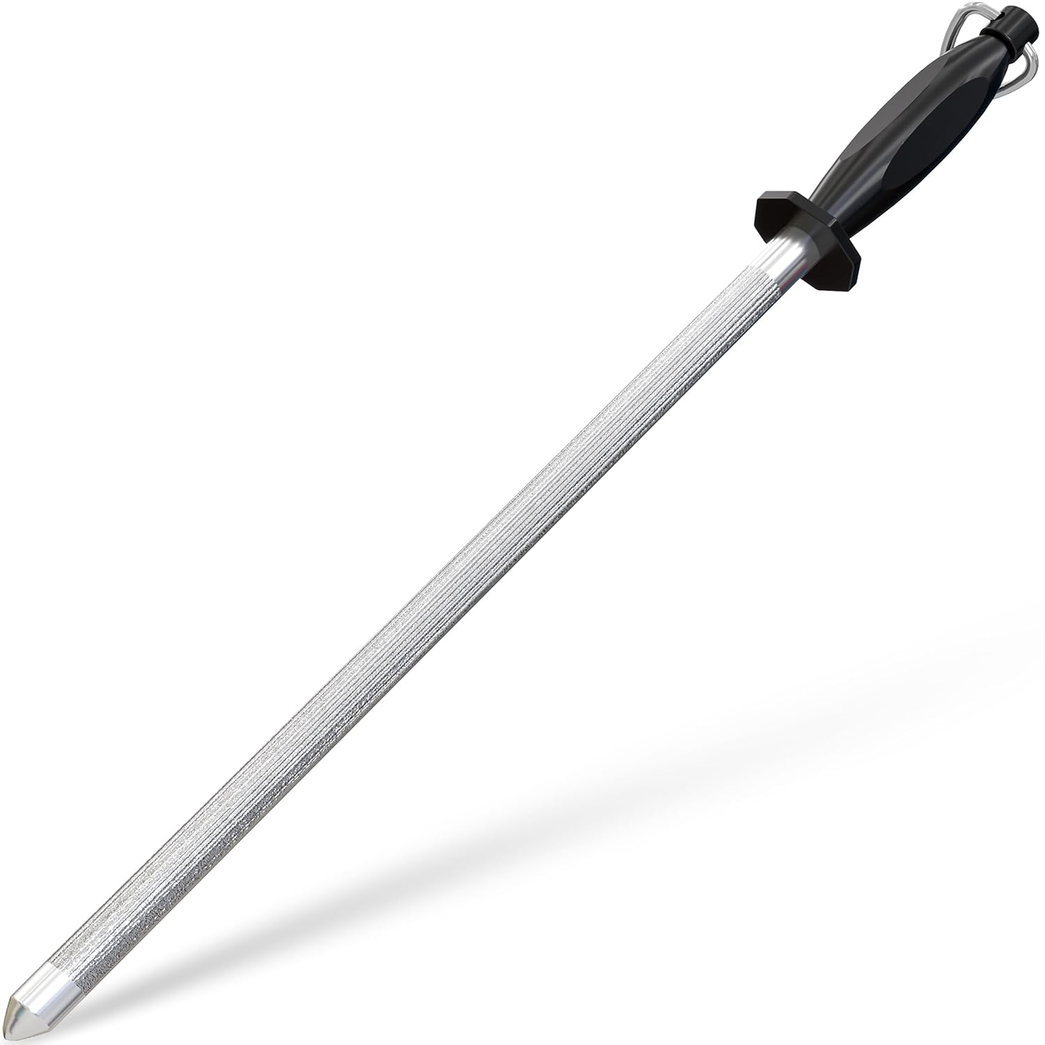 Utopia Kitchen Knife Sharpener Rod 12 Inch Professional Honing Rod for Knife Sharpening with Hanging Hook Black