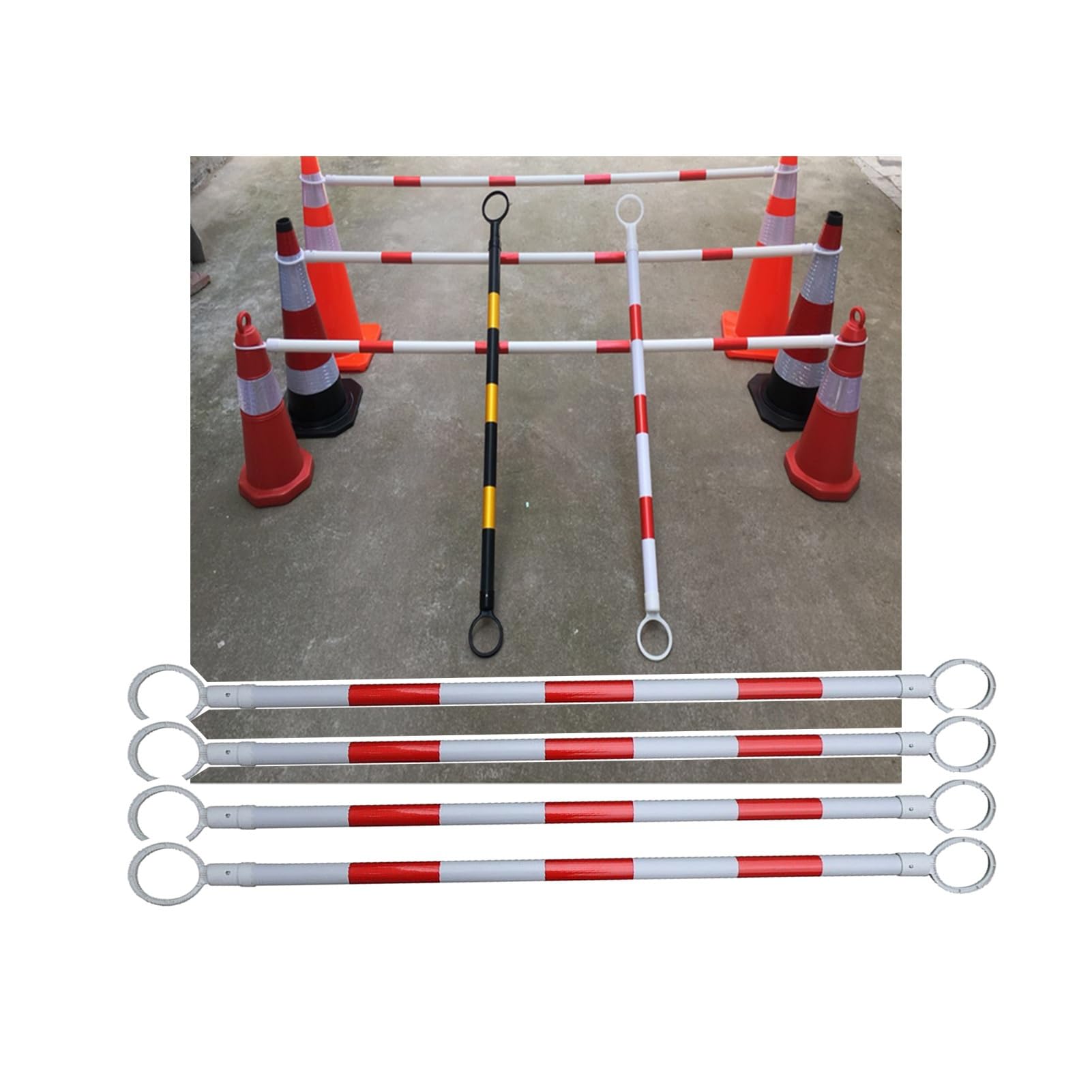 SGKOMN Expandable 3ft-6ft Retractable Safety Cone Barrier - Yellow Traffic Crossbar for Road Parking, Red 1.25m-2m(4.1ft-6.56ft)-15PCS