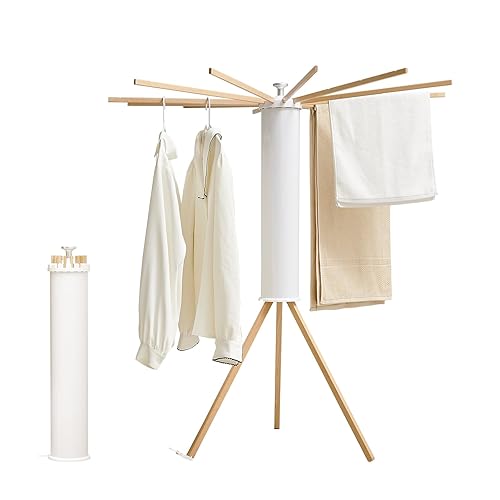 JOOM Foldable Drying Rack Clothing - 12 Rods Wooden