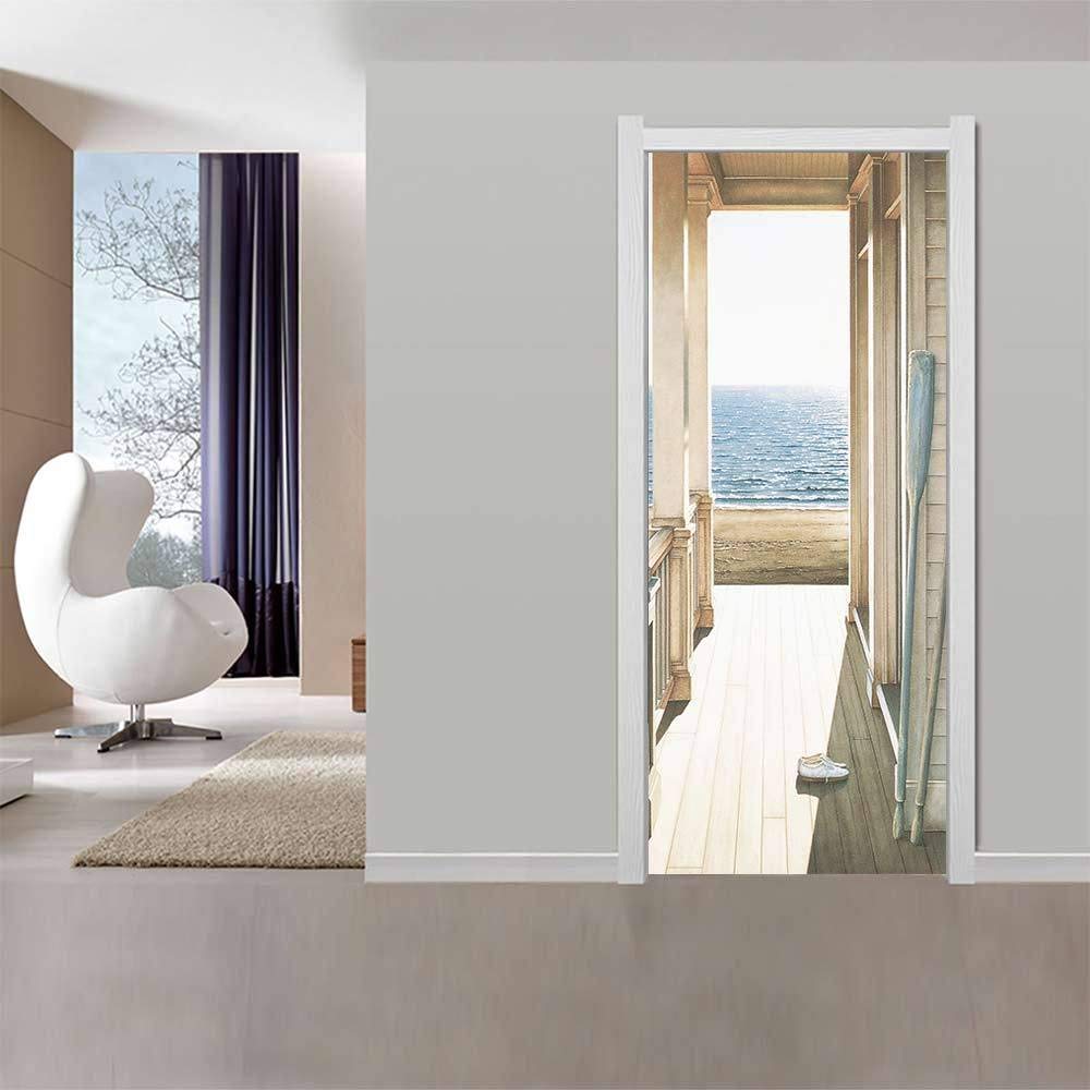 Adesivi Per Porte 3D Effetto Legno 90x200 Cm - Autoadesivi Rimovibili Per Pareti, Soggiorno, Camera Da Letto, Fai Da Te - 3