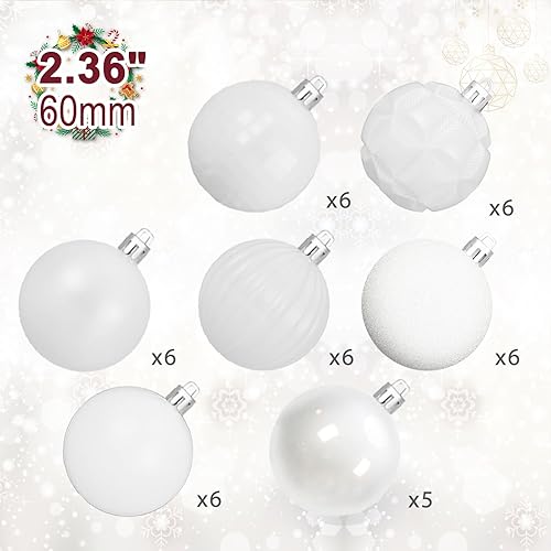 Miniatura 2 de ZHMTang - Bolas de Navidad de 41 quilates 2.36 pulgadas (60 mm, blanco)