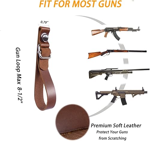 Miniatura 2 de GuRK Percheros para pistolas, perchas ajustables de cuero para rifle y escopeta, montaje de pared para pistola apto para cualquier pistola