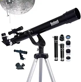 Bushnell Telescópio Refrator 600 x 50 mm, telescópio de visualização de espaço profundo para iniciantes, telescópio preto para astrônomos amadores