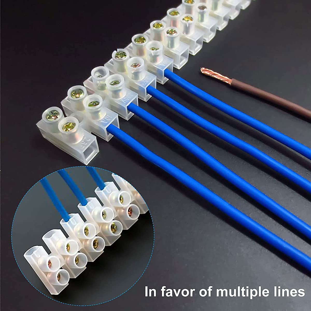 10 Pcs Bloques de terminales eléctricos 10A 380V Bloque de terminales de tornillo de doble fila Bloque de tiras de 12 posiciones para cables Conexión de electrodomésticos