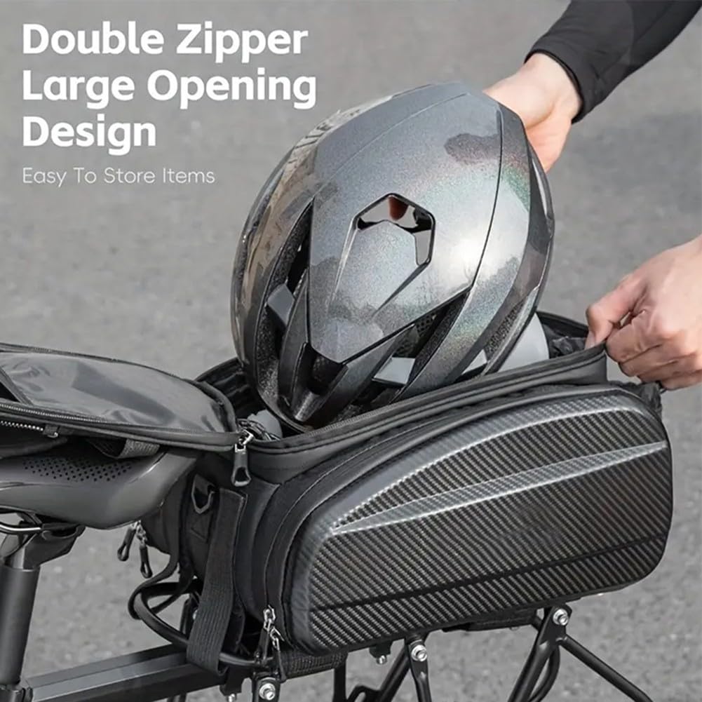 Honseadek Borsa da sella rigida in EVA, con doppia cerniera, impermeabile, per la sicurezza notturna, borsa a tracolla convertibile per bicicletta (30 L)
