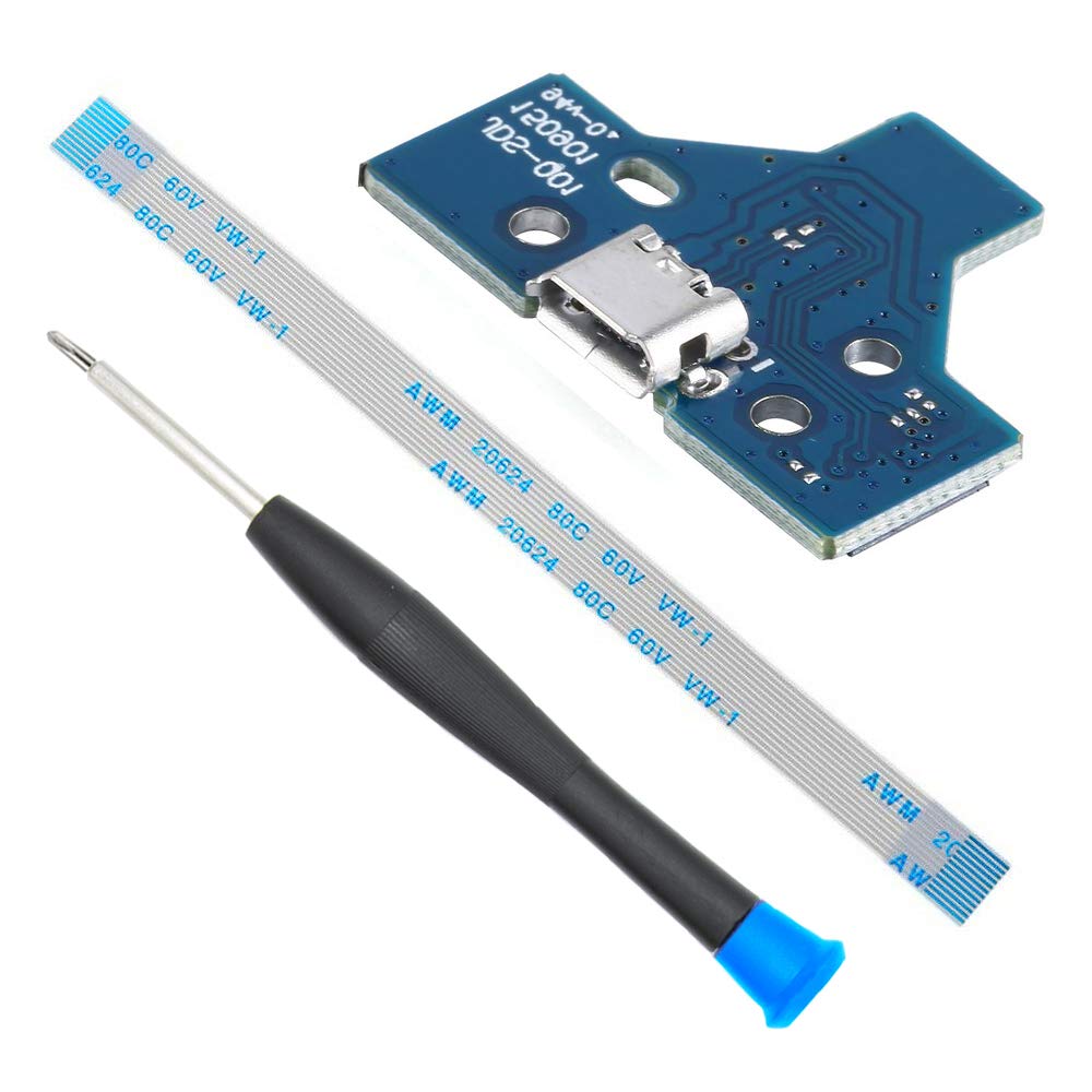 MMOBIEL Reemplazo del Puerto de Carga para PlayStation PS4 Modelo Dualshock 4 el Controlador: JDS-001 Cable Flexible de 12 Pines con Incl. (+) Destornillador