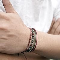 Vista 476 de Handmade Natural Stone Beaded Healing Bracelet Gift for Men Adjustable Rope String Bracelet