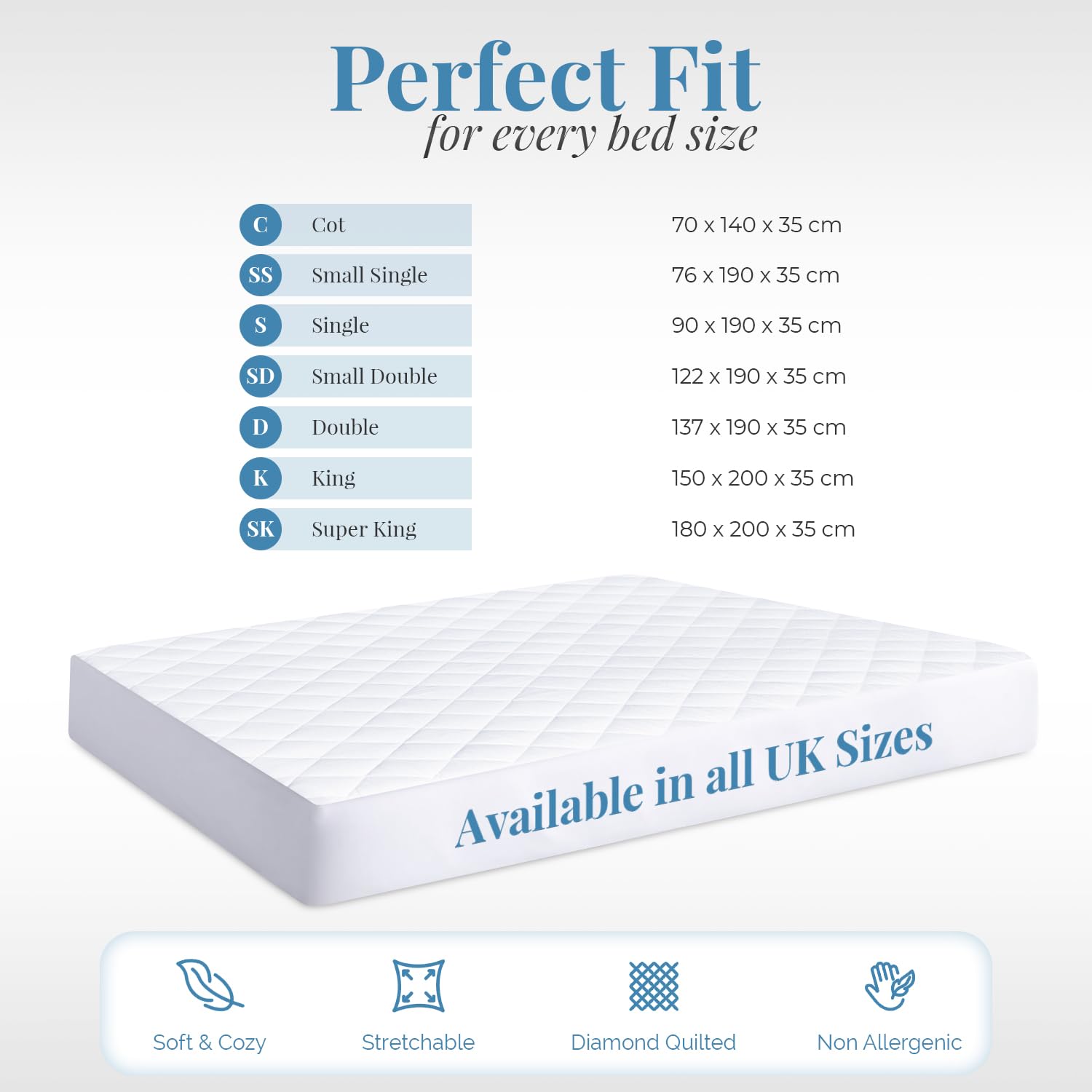 Acrali Home Quilted Waterproof Small Single Mattress Protector 76x190cm, 4-Layer Super Absorbent - Image 2