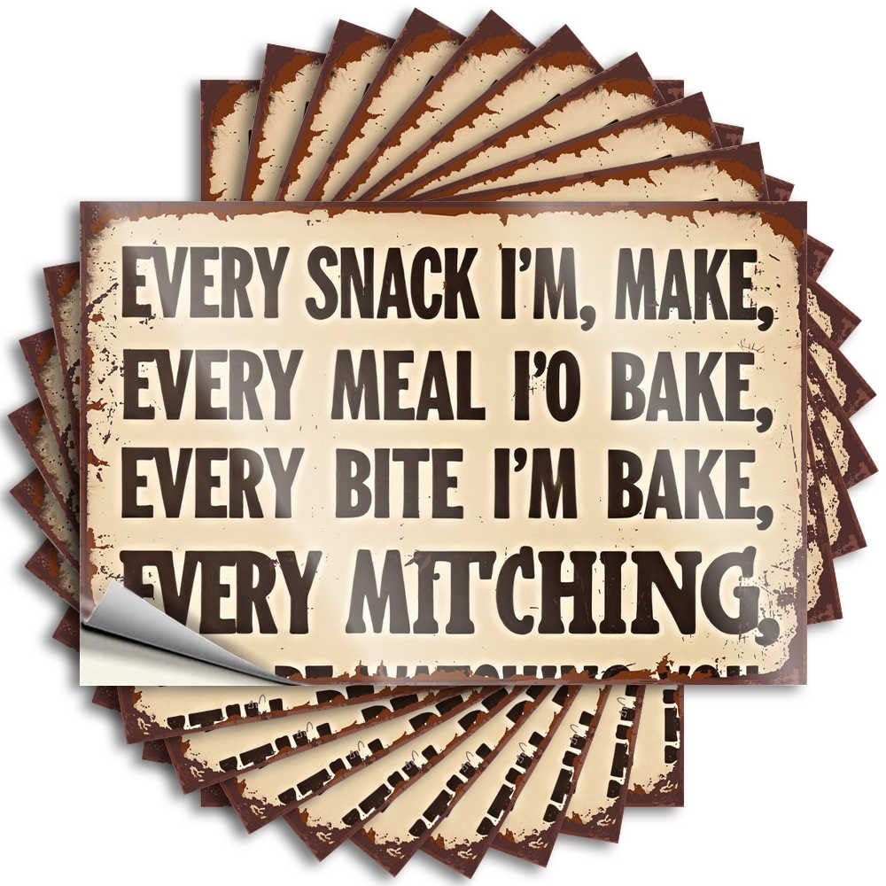 Mens Bathroom Decor Stickers - Crazy Motorcycle Hat Every Snack, Every Meal, Every Bite(8X12CM)