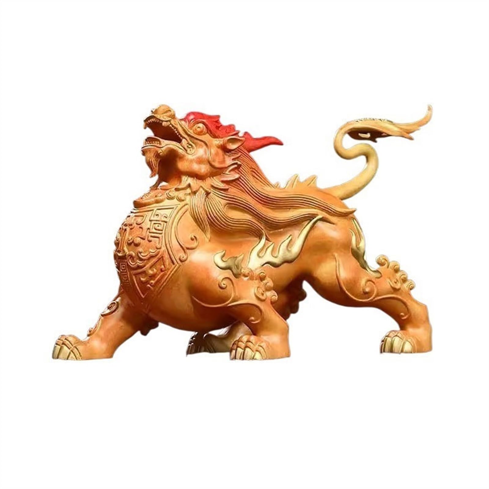 YNIYUJKL Feng Shui Buddha Statue Feng Shui Decorations Copper Crafts Vintage Beast Pixiu Decorative Ornaments With Wooden Base Desktop Decoration Ornaments,Right-L