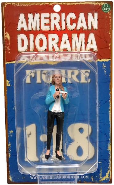 American Diorama Figurine – Reporter Woman 77430 – 1: 18 Scale – Blue/Black