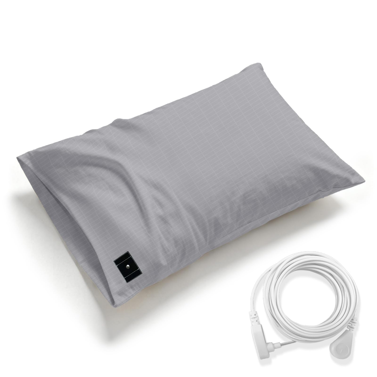Grounding Pillowcase King Earth Connected Pillow Case Cotton Pillowcase Sliver Fiber Pillow Cover (20x36 Inch,Grey)