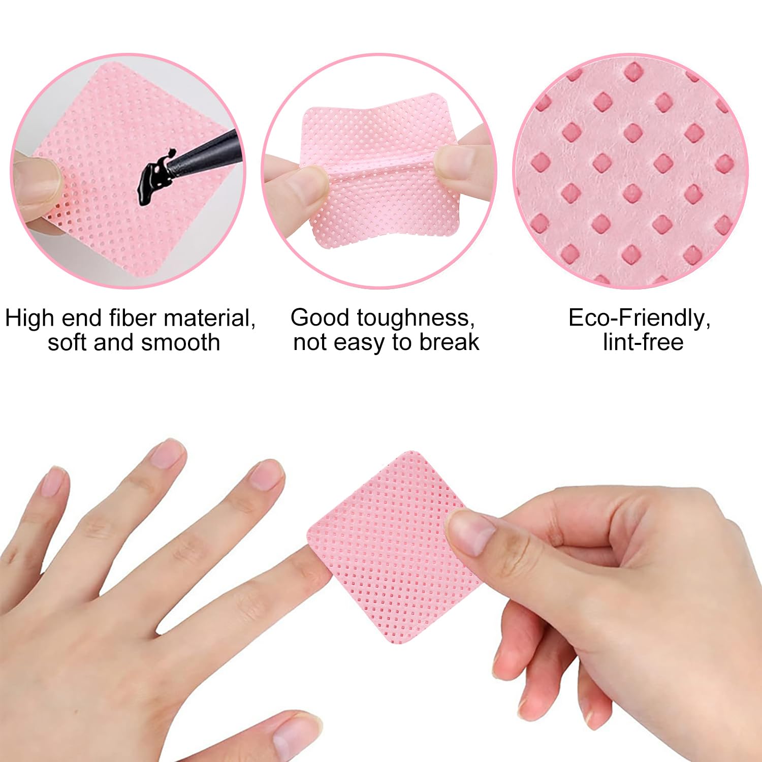 YPYMOD 600 Pezzi Salviette per Senza per Unghie, Unghie Rimozione Pulizia Pads per Rimuovere Smalto e Gel per Unghie Fai da te e Saloni (Rosa)