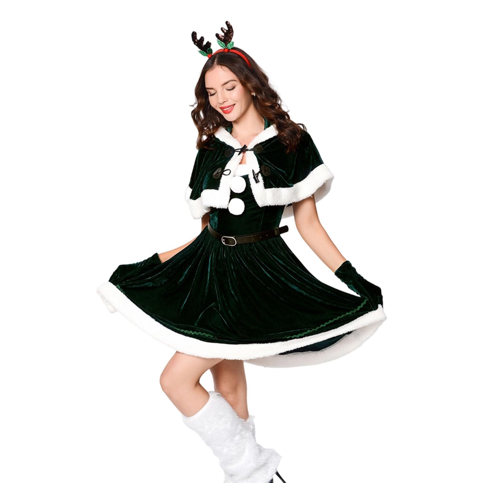 Generico Costume Natale Donna, Vestiti Natalizi Donna,Elegante Costume per Festa Spettacolo Evento Formale Vestito con