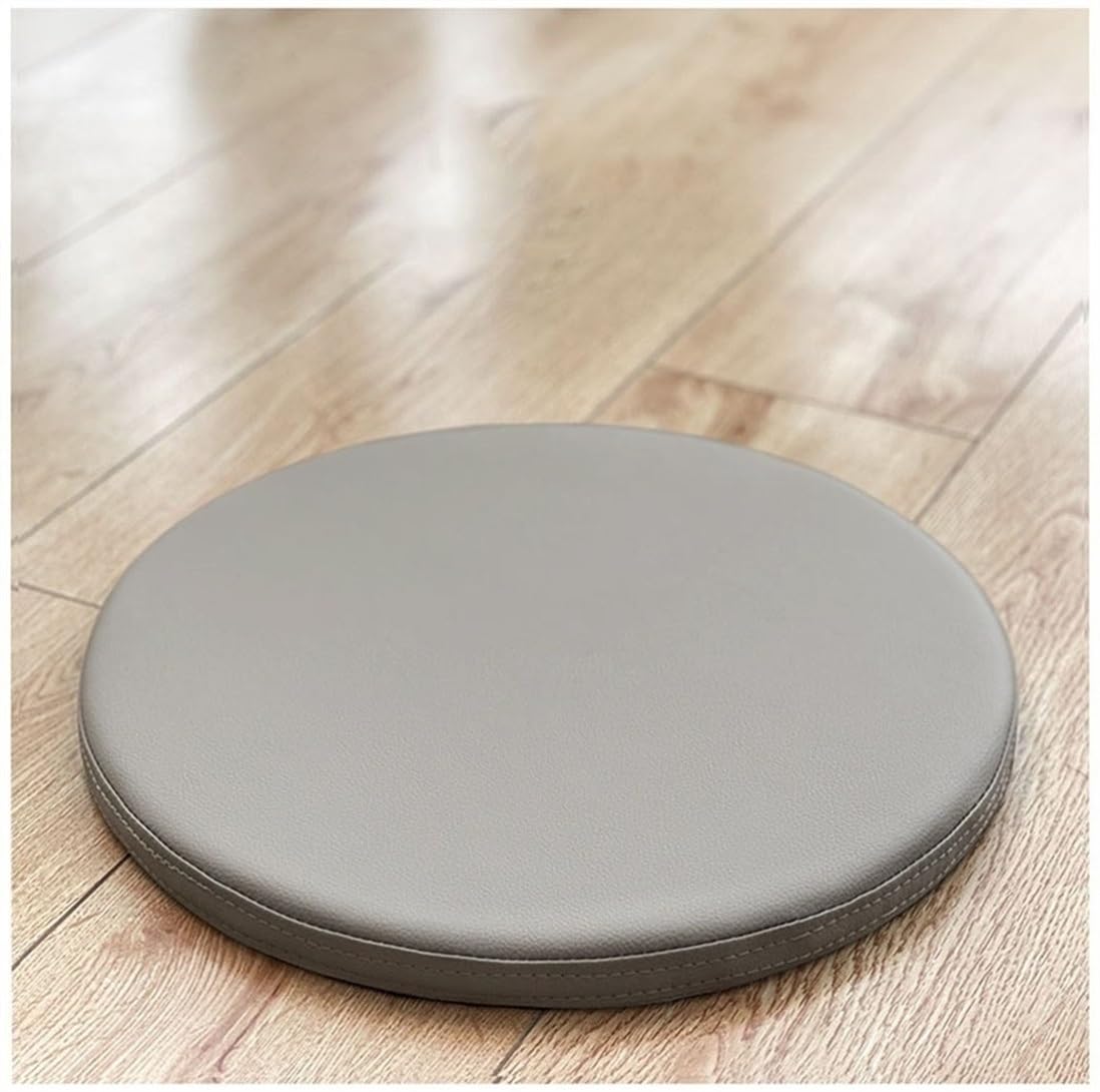 EORNOW Faux Leather Round Chair Cushion, 30 * 30cm/35 * 35cm/40 * 40cm/45 * 45cm Round Memory Foam Seat Cushion, Waterproof Non-slip Round Chair Pads (Color : Light grey, Size : 45 * 45CM)