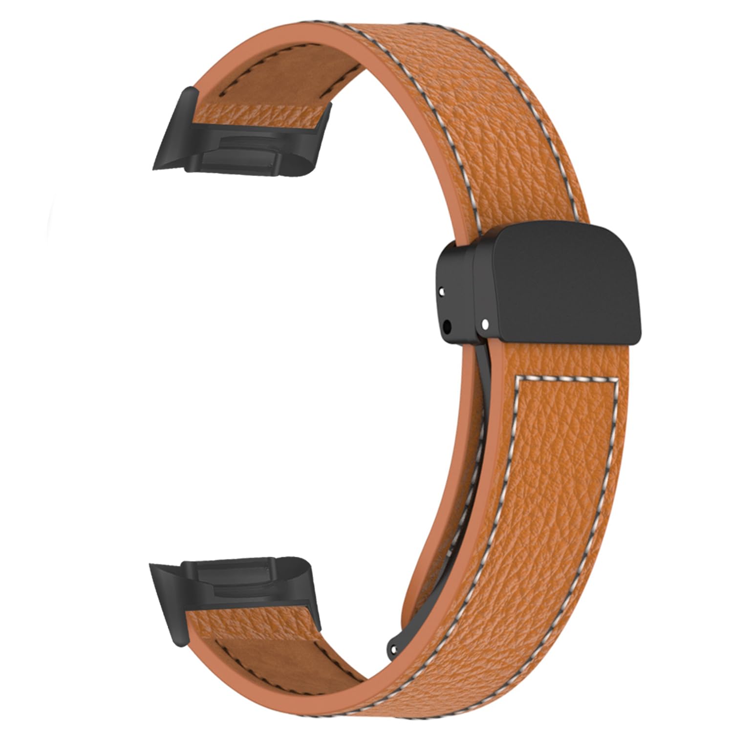 Replacement Leather Watch Band For Fitbit charge 6,Magnetic Folding Buckle Design,Classic Replacement Strap Genuine Leather Wristband