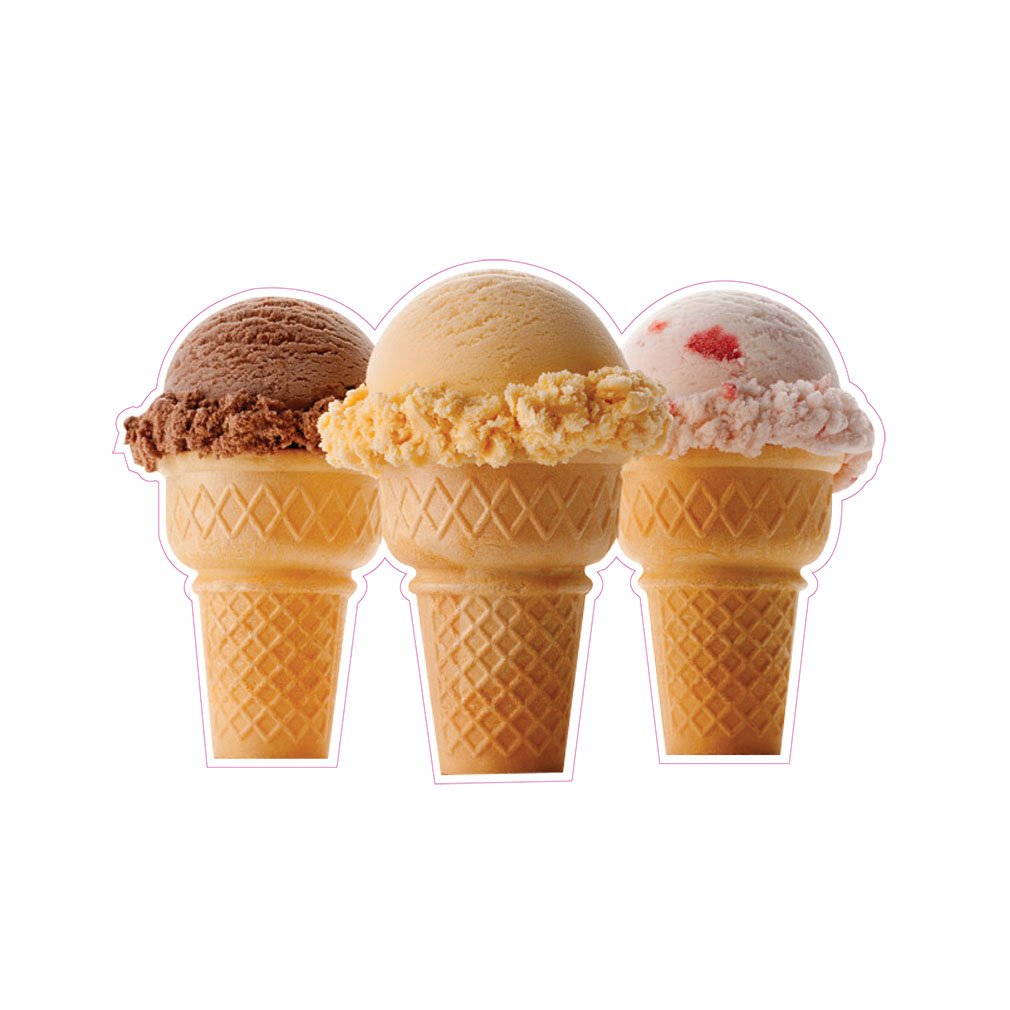 Ice Cream Concession Restaurant Die-Cut Window Static Cling 18 inches Outside Glass