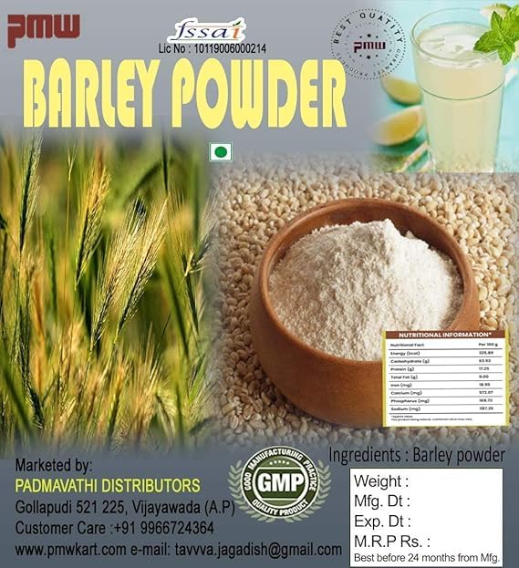 Pmw - Jar Pack - Barley Atta - Jav - Whole Hulled Barley Grains Powder - Hordeum Vulgare - 500 Grams