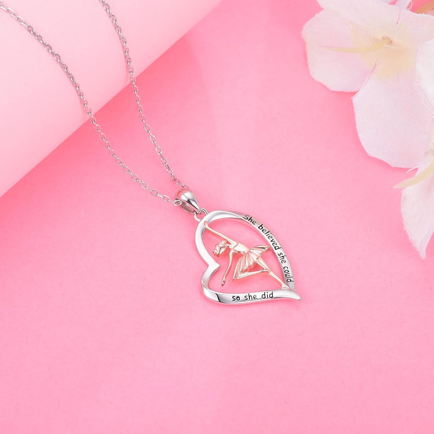 Ballerina Ballet Necklace Gifts for Women : 925 Sterling Silver Heart Ballet Dancer Necklace Dance Recital Gifts for Teens - Image 7