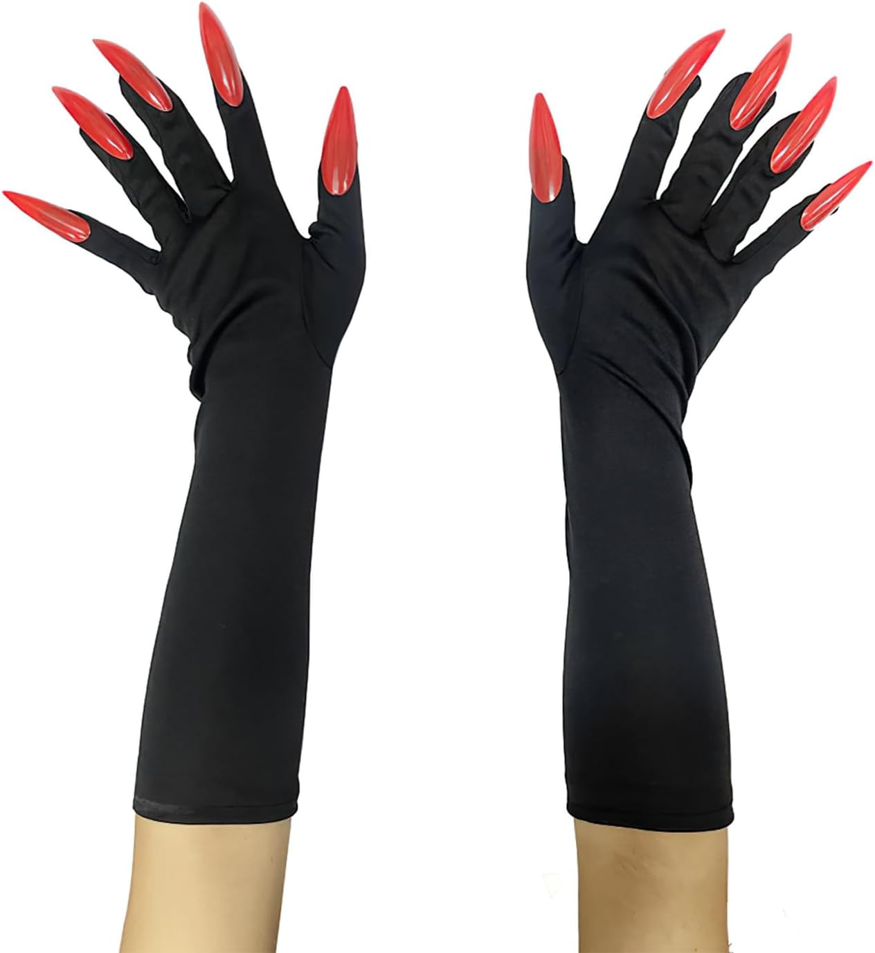 Halloween Witch Demon Paw Gloves Red Long Fingernails Gloves for Halloween Party Cosplay Costume Decoration Accessories (1 Pair) - Image 3