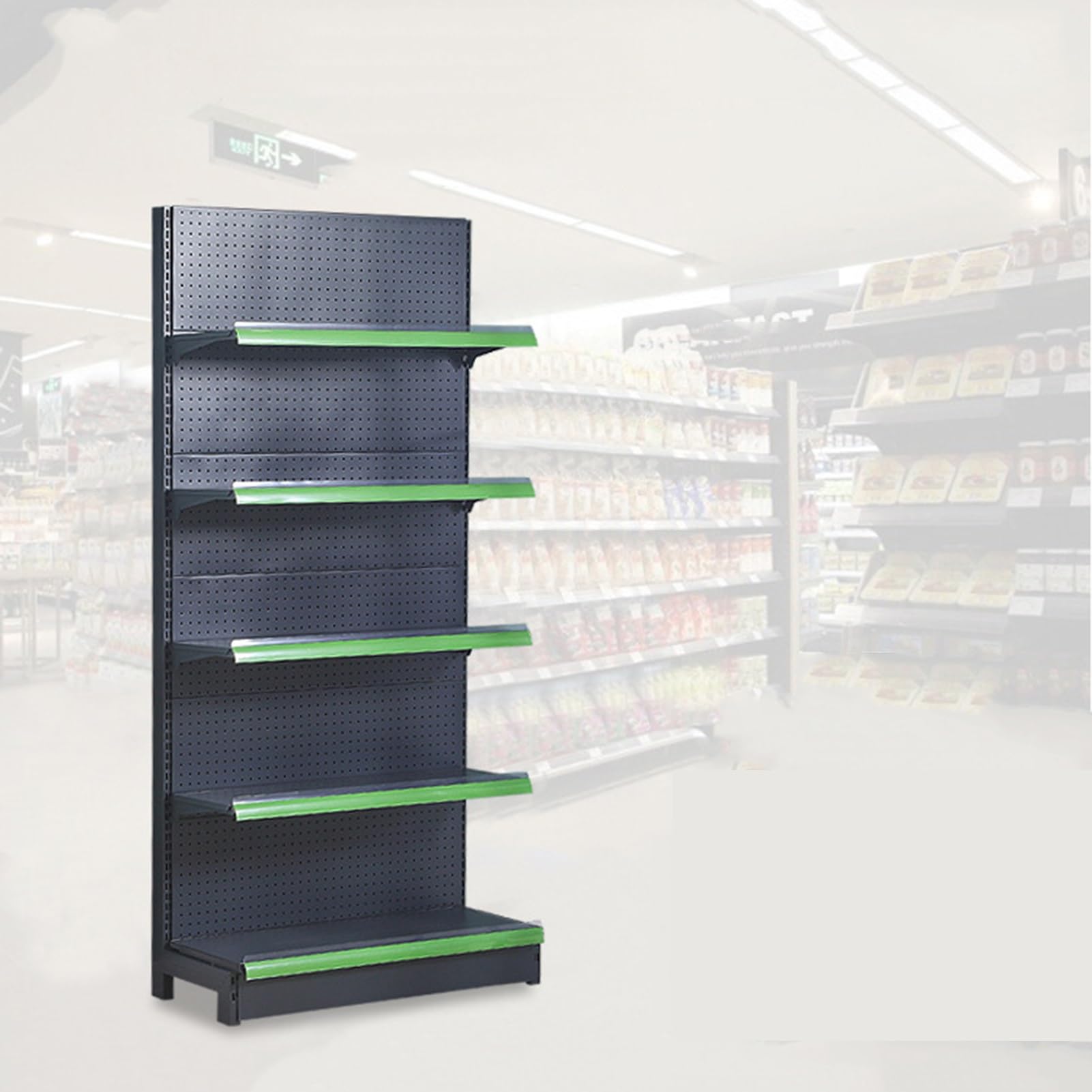 Regał detaliczny klasy przemysłowej 5-poziomowy wielofunkcyjny stojak ekspozycyjny do supermarketów spożywczych sklepów monopolowych i biur, czarny, 90 x 43 x 135 cm
