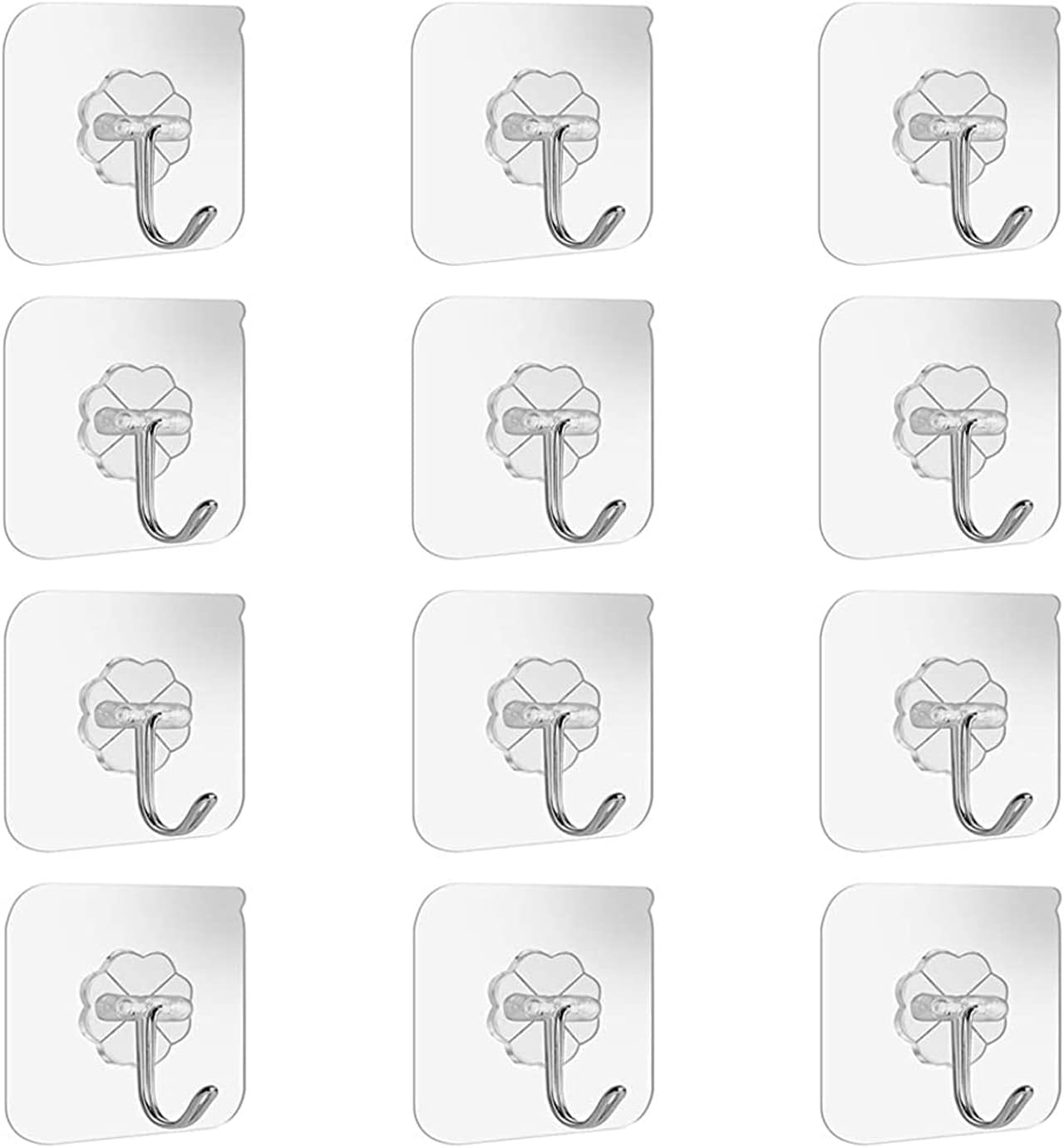 Adhesive Wall Hooks Bathroom Kitchen 24 Packs Heavy Duty 22lb(Max) Nail ...