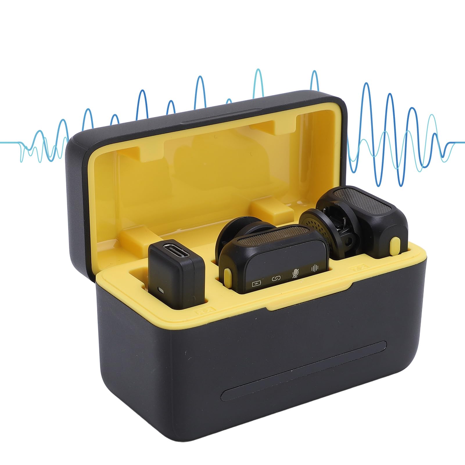Micrófono Lavalier Inalámbrico, Micrófono Lavalier Profesional 2.4G con Estuche de Carga 2 TX 1 RX para Transmisión en Vivos Grabación de Video Karaoke