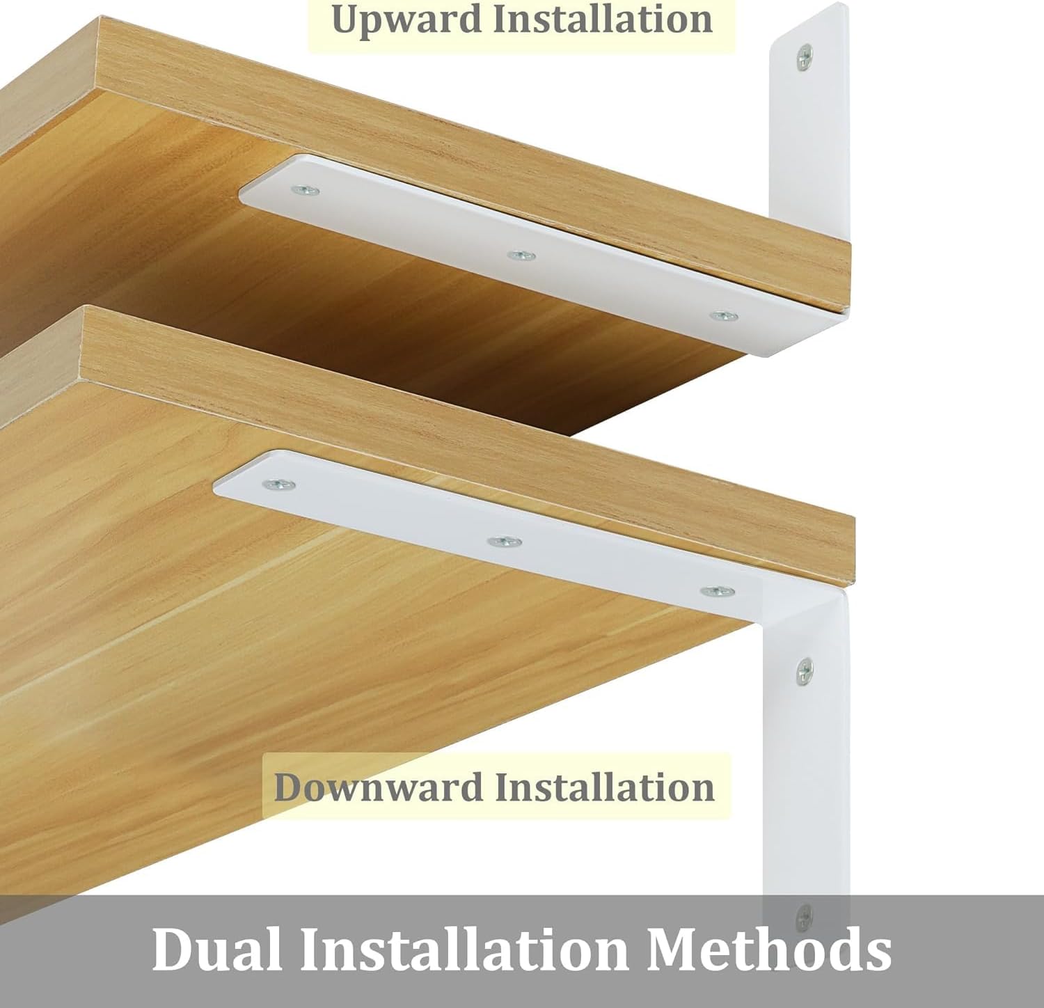 Alise Floating Shelf Brackets Heavy Duty L-Shaped Wall Brackets - White Angle Corner Braces for Shelves, Stainless Steel Reinforced Shelf Support Bracket for Wooden Boards 7x4.2 Inch,Pack of 4