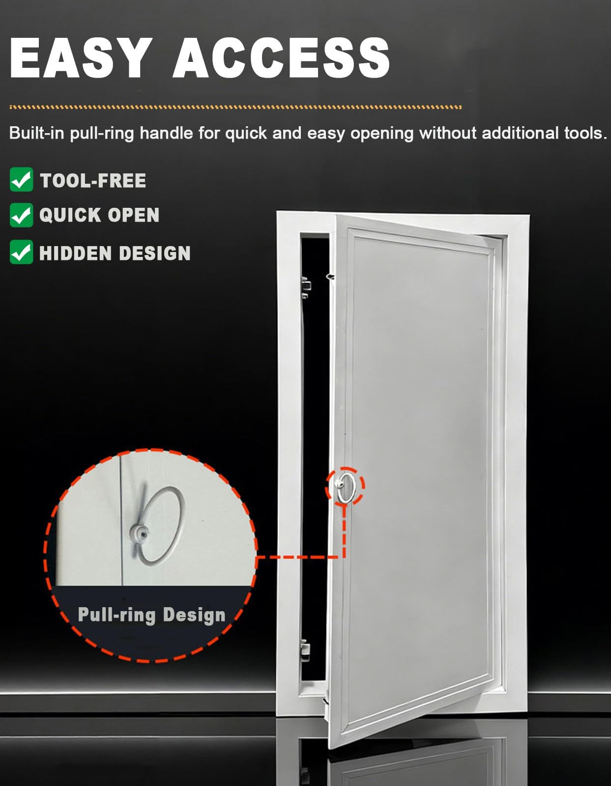 Pannello di Accesso in Lega di Alluminio da 22×44" con Anello di trazione, sportello di ispezione a Filo per pareti e soffitti, sportello per vani Tecnici per impianti Idraulici, elettrici e