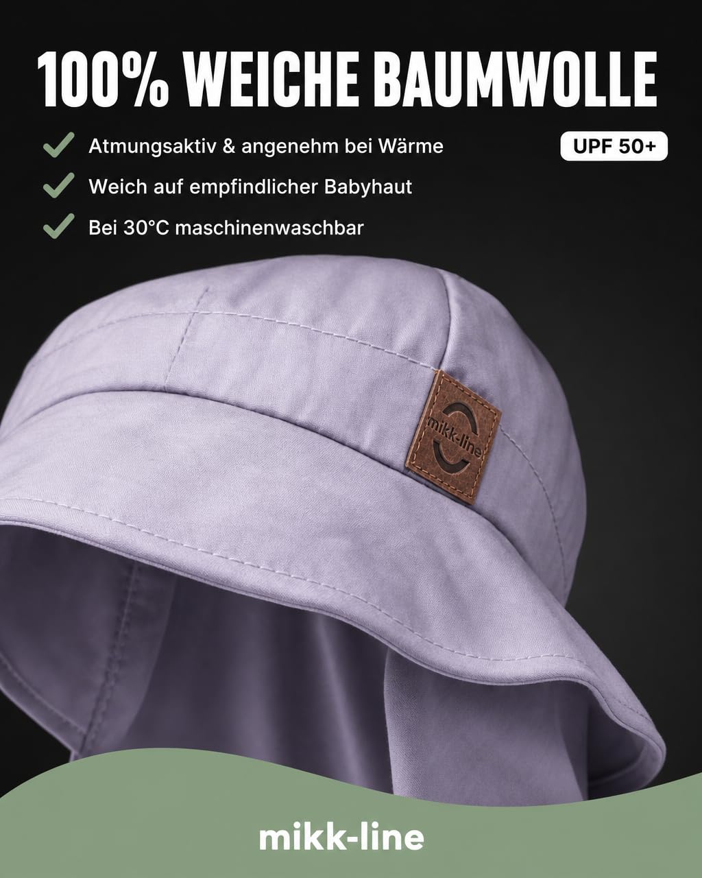 Mikk-line Sombrero para el sol para bebé, protección UV, 50, protección para el cuello, sombrero de sol para bebé, gorra con visera para niños y niñas, gorro de verano ligero para una protección
