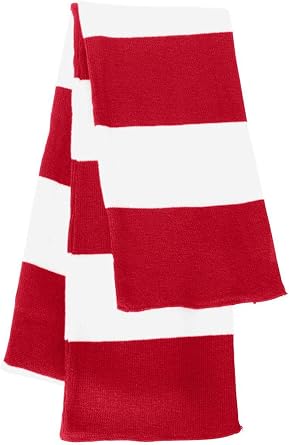 Sportsman Rugby-Striped Knit Scarf One Size Red/White