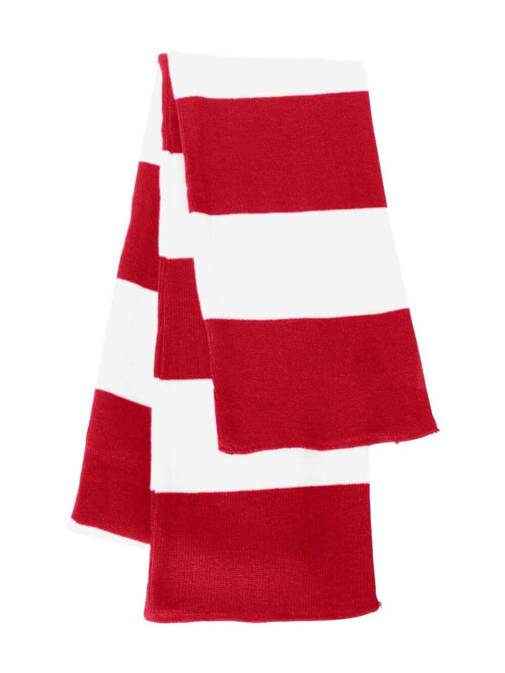Sportsman Rugby-Striped Knit Scarf One Size Red/White Striped
