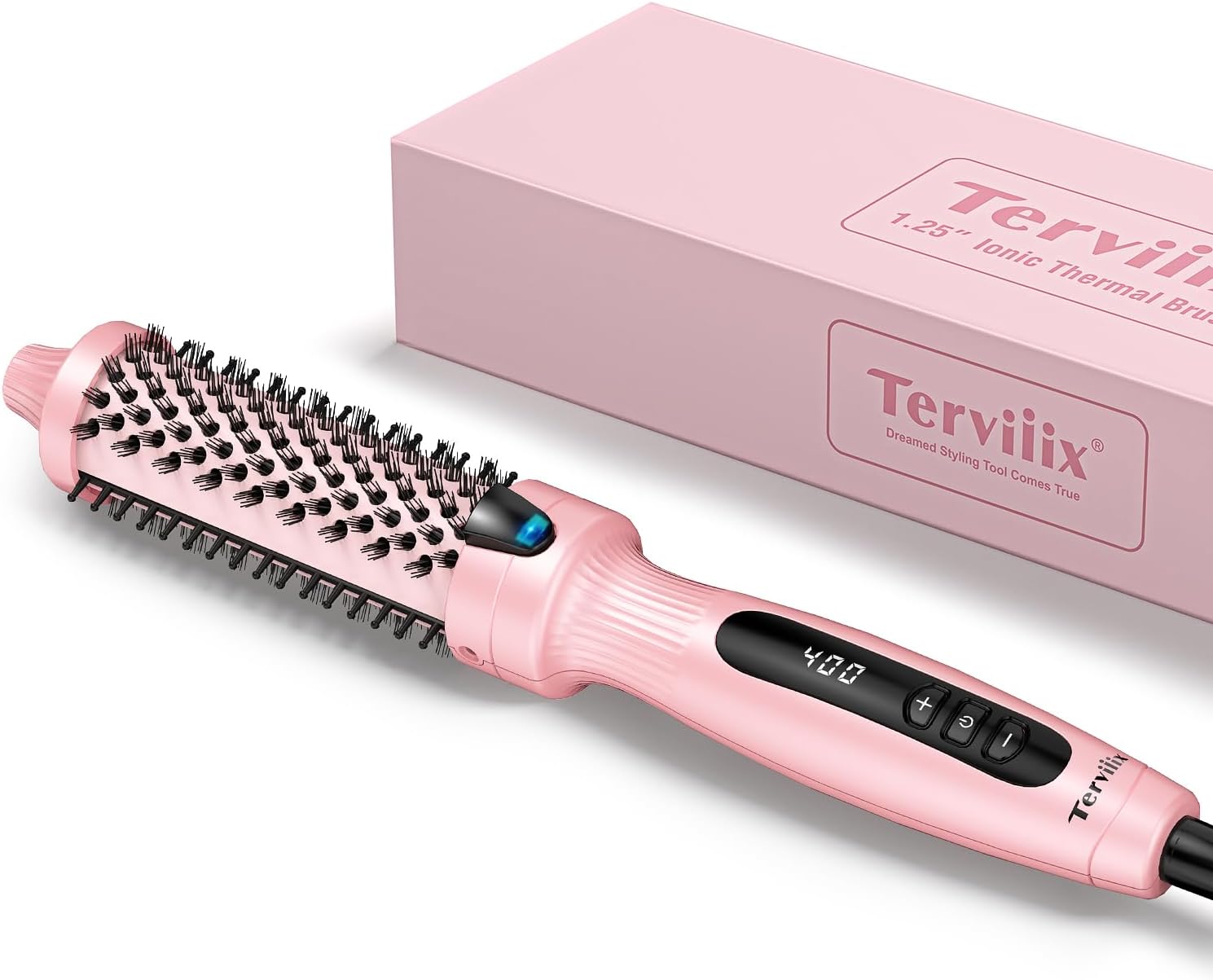 Terviiix 1.25 Inch Thermal Brush Curling Iron, Ceramic 1 1/4 Inch Double MCH Tourmaline Ionic Hair Curler, Digital Display 9 Temperatures Curling Wand Dual Voltage for Traveling