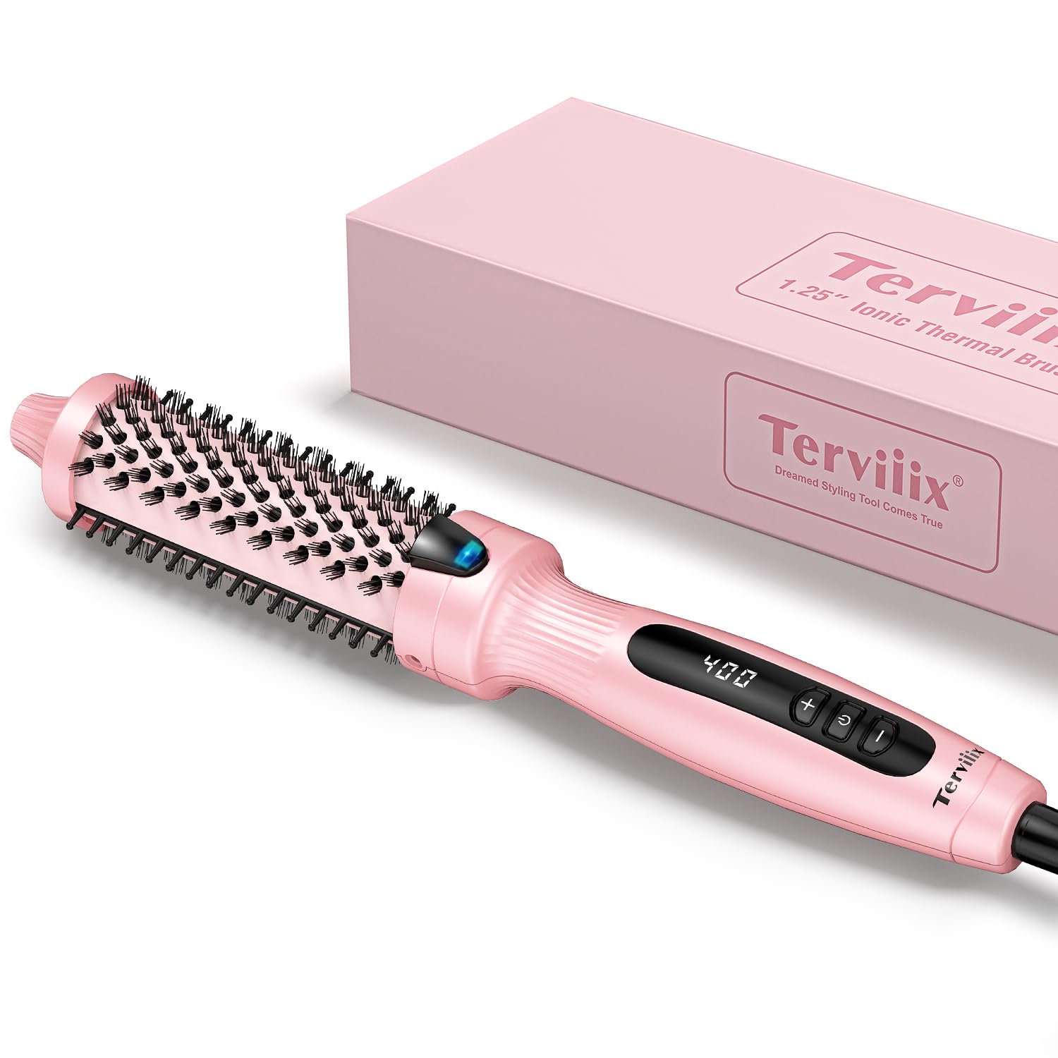 Terviiix 1.25 Inch Thermal Brush Curling Iron, Ceramic 1 1/4 Inch Double MCH Tourmaline Ionic Hair Curler, Digital Display 9 Temperatures Curling Wand Dual Voltage for Traveling