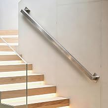 1 20 Fu  Treppengel nder f r den Innenbereich Metall-Handl ufe Innentreppen quadratisches Rohr Treppenhandlauf Edelstahl Wandmontage Innen-/Au engel nder f r Stufen industriell120cm