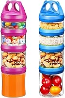 Vista 20 de SELEWARE Contenedores apilables portátiles de almacenamiento de alimentos para aperitivos, fórmula en polvo y bebidas, sistema de bloqueo giratorio