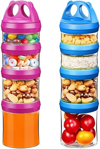 Miniatura 20 de SELEWARE Contenedores apilables portátiles de almacenamiento de alimentos para aperitivos, fórmula en polvo y bebidas, sistema de bloqueo giratorio