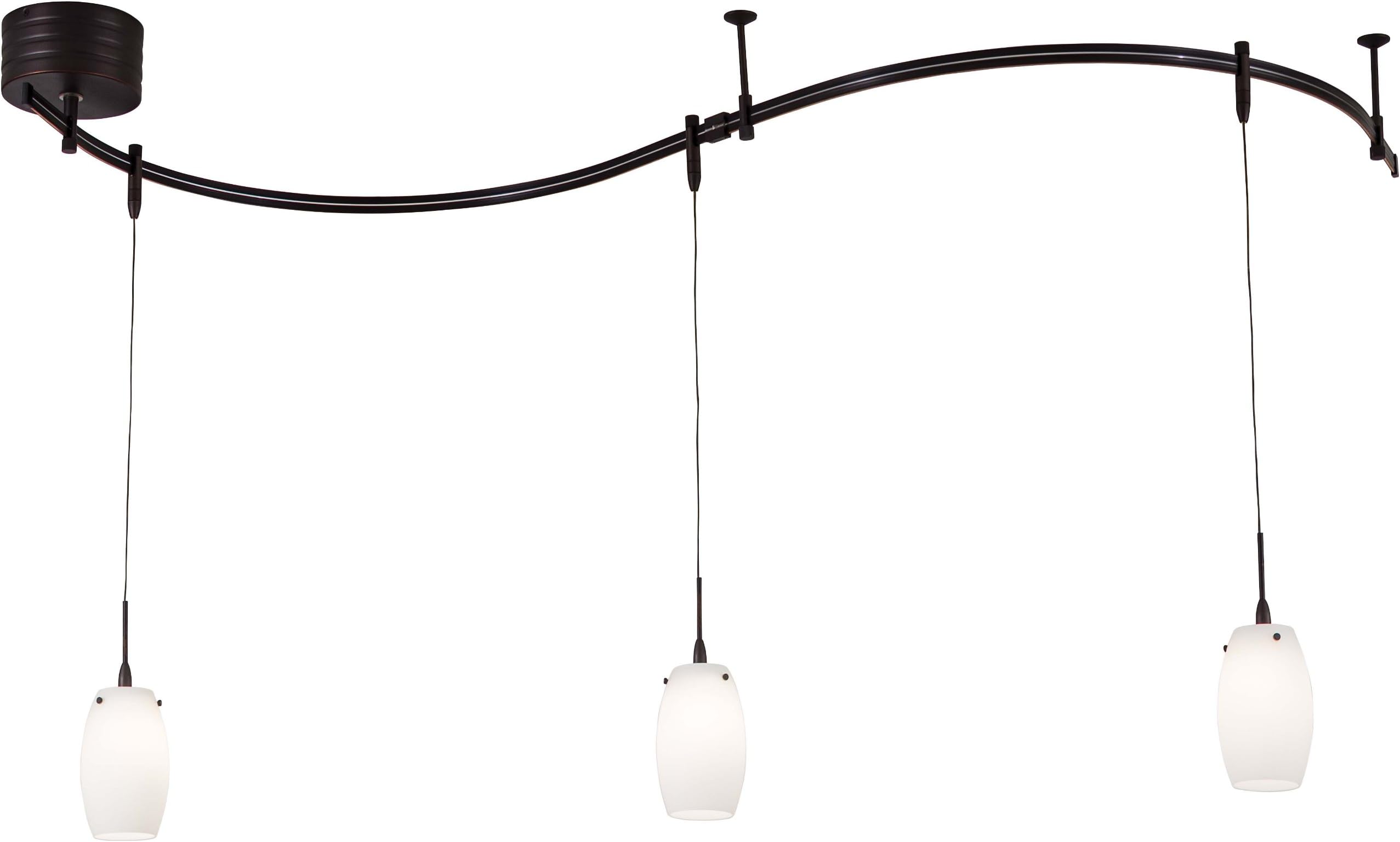 George Kovacs Lighting P8003-1-467 Three Light Low Voltage Mini Pendant Rail Kit, Sable Bronze Patina Finish with White Acid Etched Glass