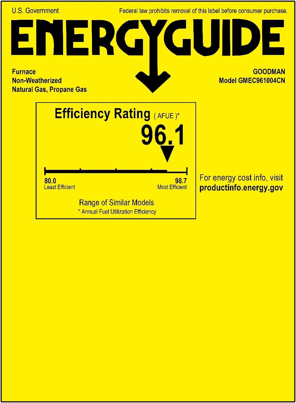 Goodman GR9T961004CN Natural Gas Furnace
