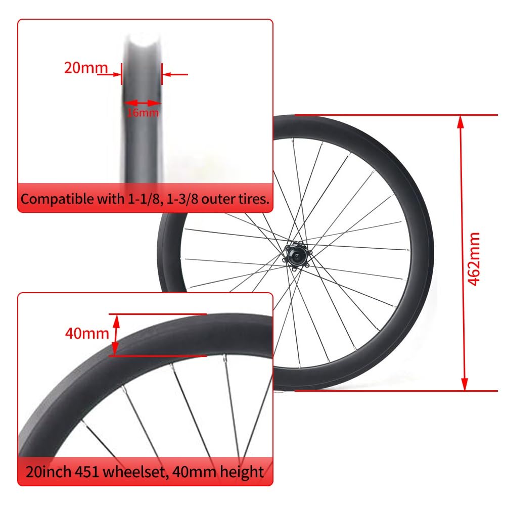 Amazon | 20インチ 451 折りたたみ自転車ホイールセット ディスク