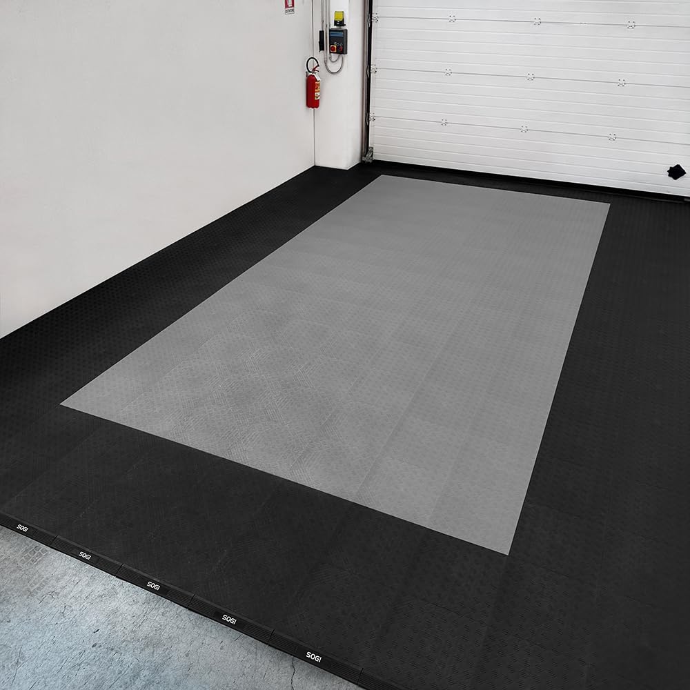 SOGI Kit piastrelle PAV-04 in PP per pavimento officina, garage - 40x40 cm - 1 mq - 10 mq - 50 mq - 100 mq - vari colori (Grigio, 10 mq = 62 piastrelle)
