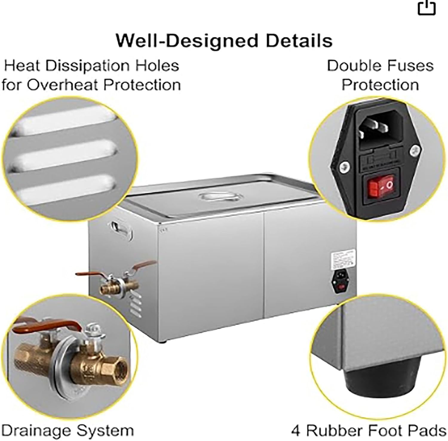 Ultrasonic Cleaner 6L Professional Ultrasonic Cleaning Machine 40kHz with Digital Timer and Heater Ultra Sonic Jewelry Cleaner Machine for Glasses, Jewelry, Watches, Dentures and Metal Parts