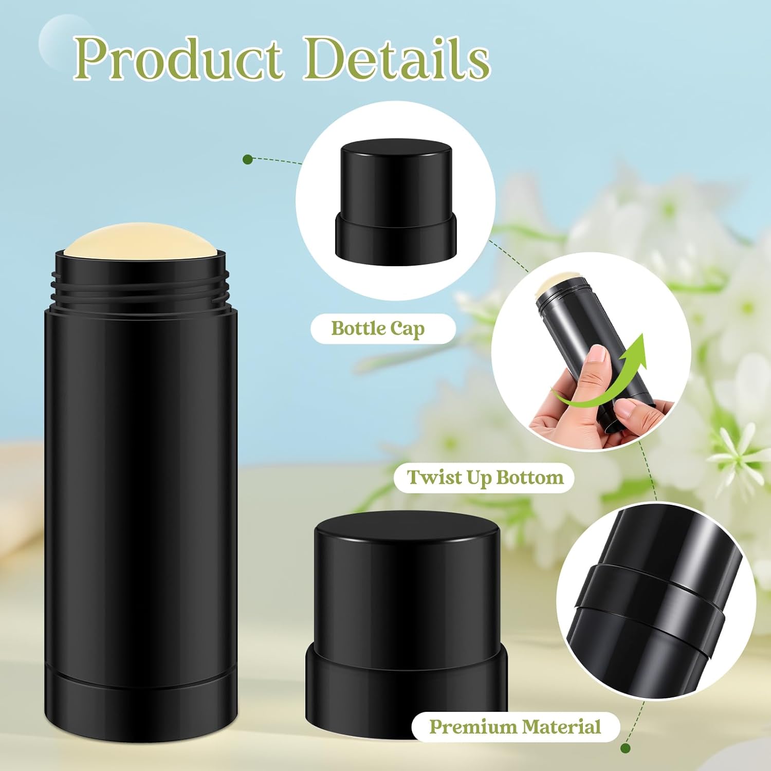 30 Pcs 60ml/2oz Empty Deodorant Containers Twist Up Filling Bottle Refillable Plastic Deodorant Holder Tube for Homemade Lipstick Sunscreen Balm Lotion Bar (Black)