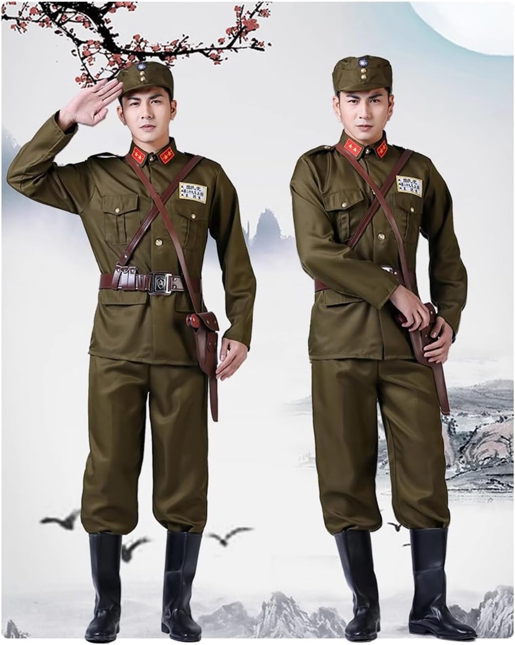 (官品) 台湾陸軍実物戦闘服セット(帽子 シャツ 靴 レインコート中華民国) Amazon.co.jp: 軍官セットメンズ レディース 軍服 制服 コスプレ