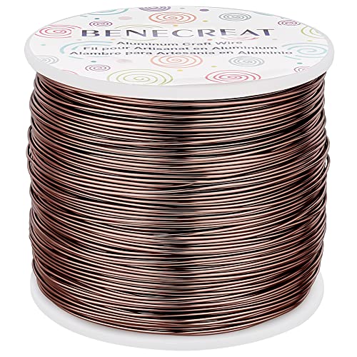 BENECREAT 20 Gauge 770FT Brown Aluminum Wire Anodized Jewelry Craft Making Beading Floral Colored Aluminum Craft Wire for Jewelry Craft, Garden, Model Making