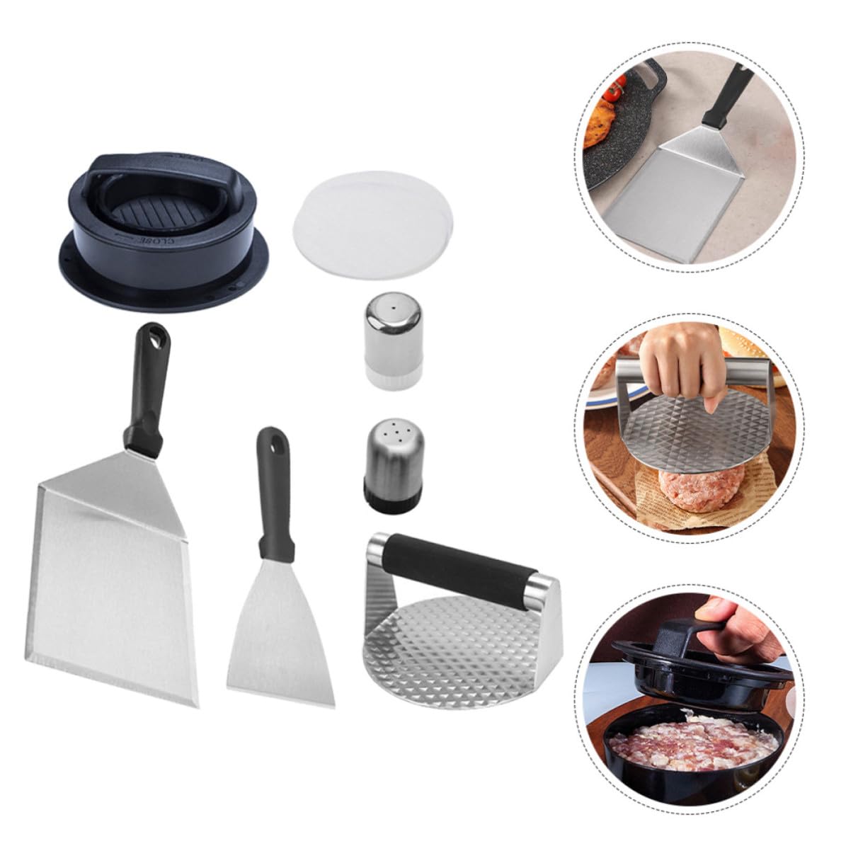 Set de Herramientas de Parrilla de Acero Inoxidable para Hamburguesas