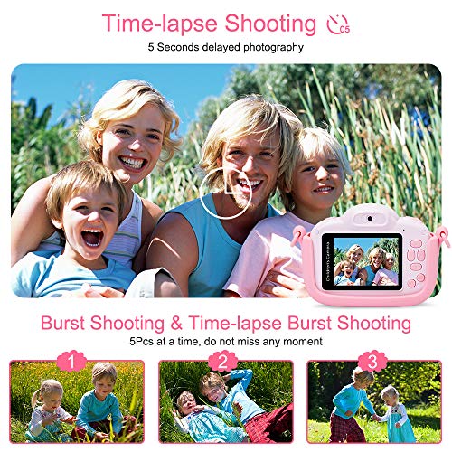 Minibear Kids Digital Camera For Toddler Girls Toy Camera Kids Video Camera, Children Selfie Camera 2.4 Inch Ips Screen Mini Kids Camcorder Video Recorder With 16Gb Sd Card - Pink #TOP3