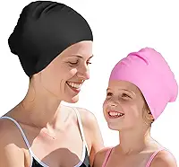 Touca de natação extragrande - touca de natação tamanho único para cabelos longos, dreadlocks, tranças, cachos e afros - touca de natação de silicone para mulheres e homens, mantenha o cabelo seco