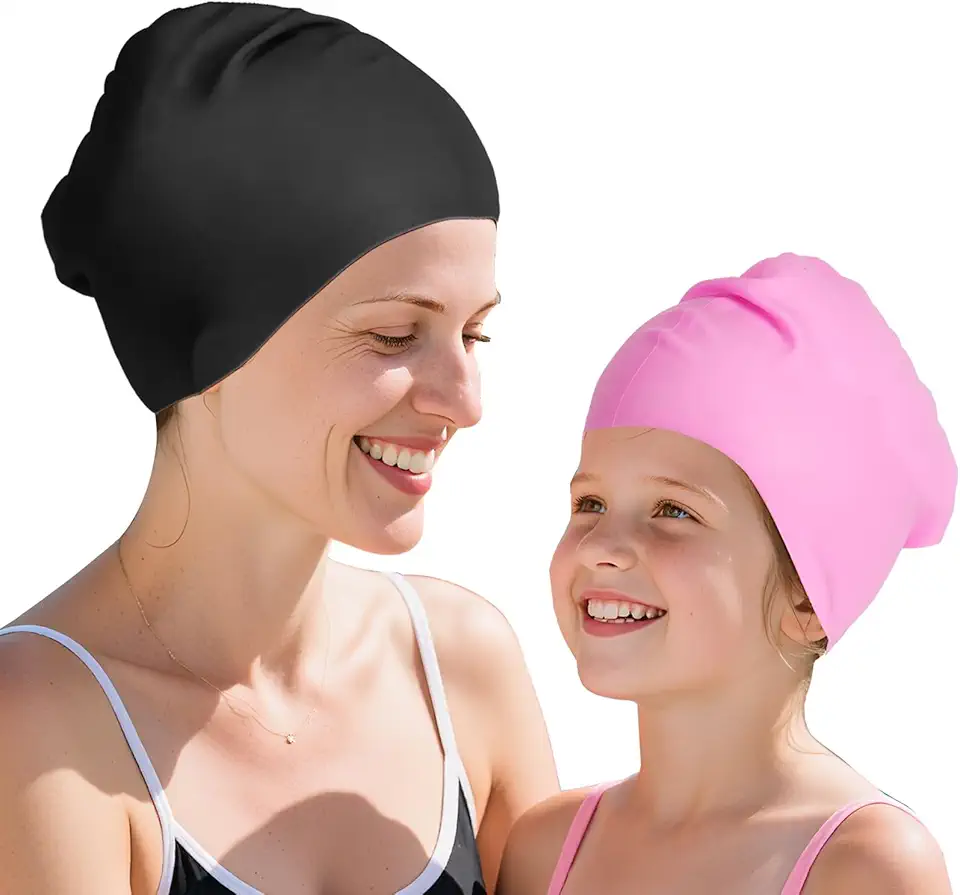 Touca de natação extragrande - touca de natação tamanho único para cabelos longos, dreadlocks, tranças, cachos e afros - touca de natação de silicone para mulheres e homens, mantenha o cabelo seco