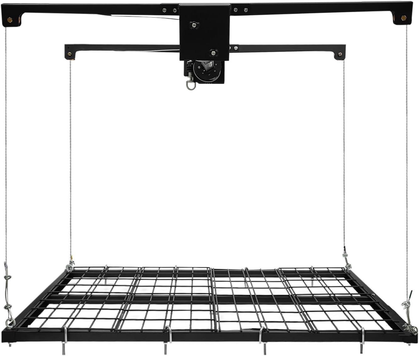 Garage Storage Rack, 4x4 FT Ceiling Mount, Adjustable Height up to 79″, Overhead Garage Storage Rack with Safety Lock, 300 lbs Capacity for Garage Storage Mounted Lift System and Storage Organizer
